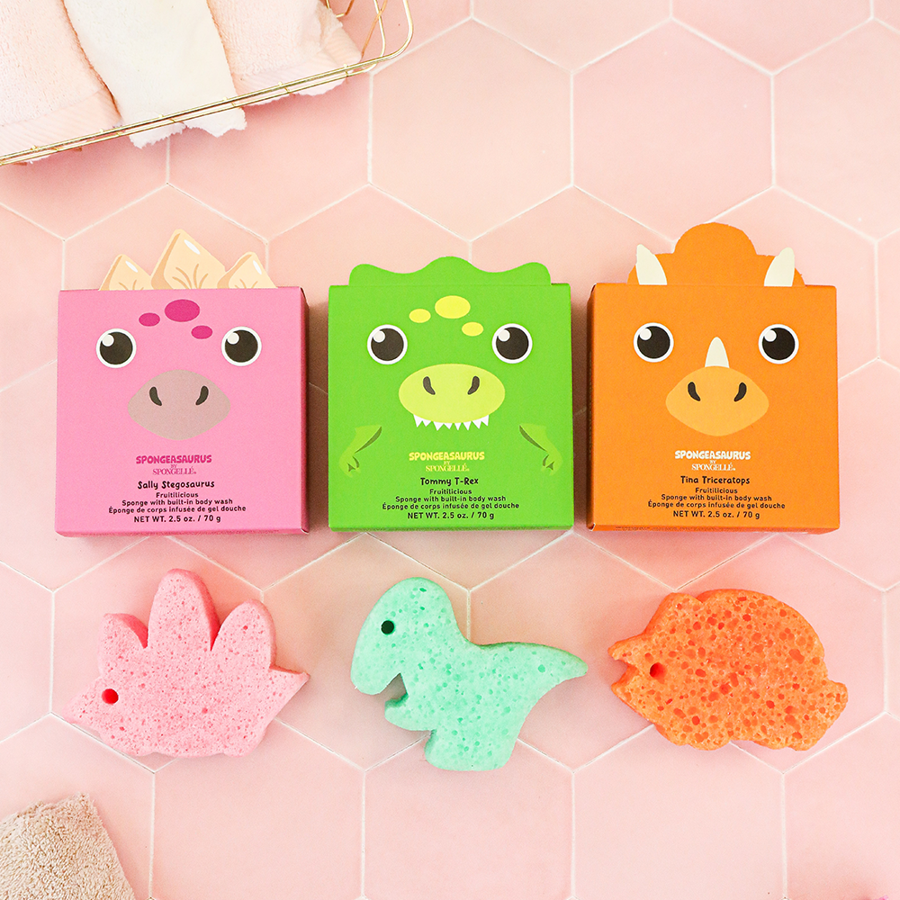 Spongeasaurus Dinosaur Body Wash Buffers | 3-Piece Set