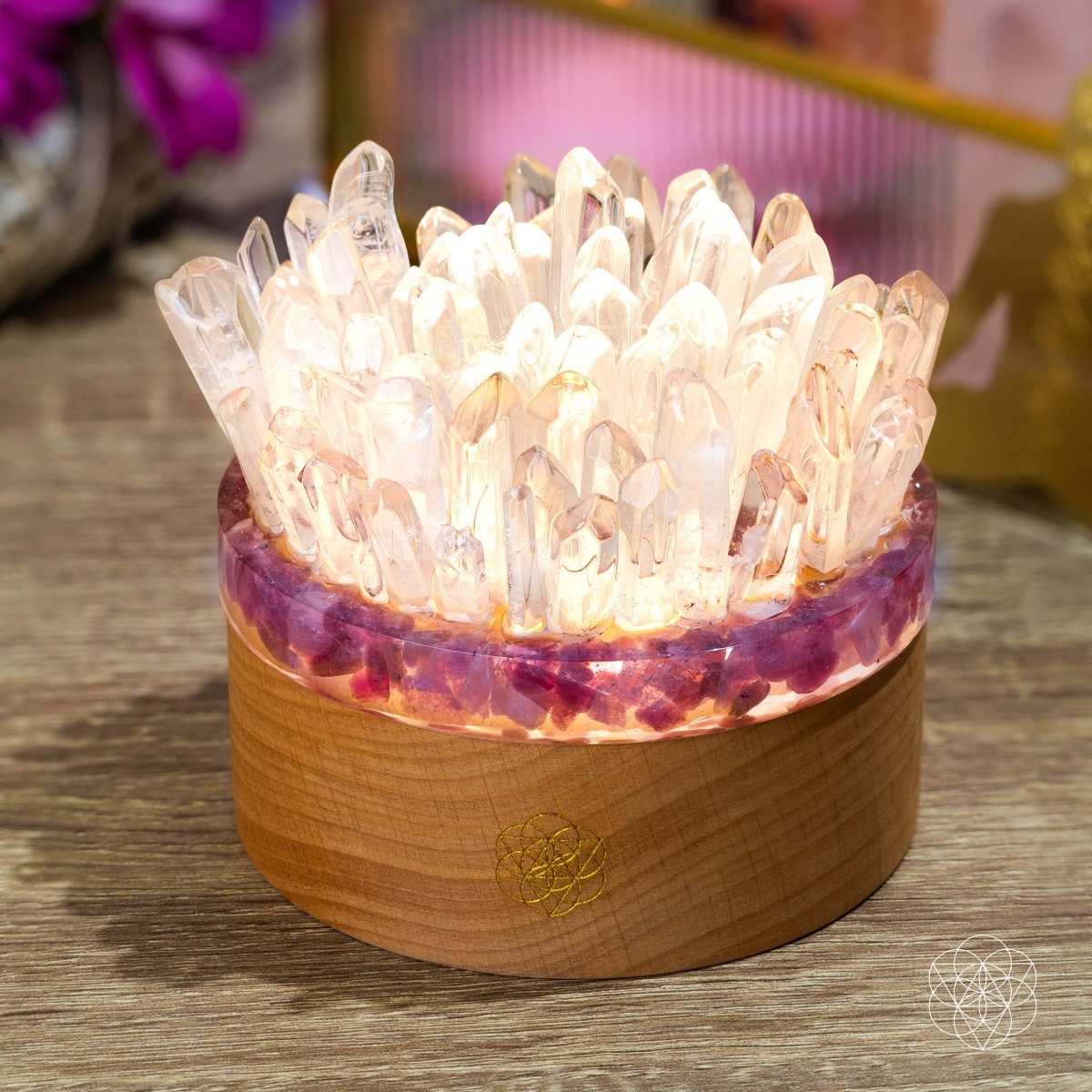 Find My Peace | Clear Quartz & Pink Tourmaline Crystal Lamp