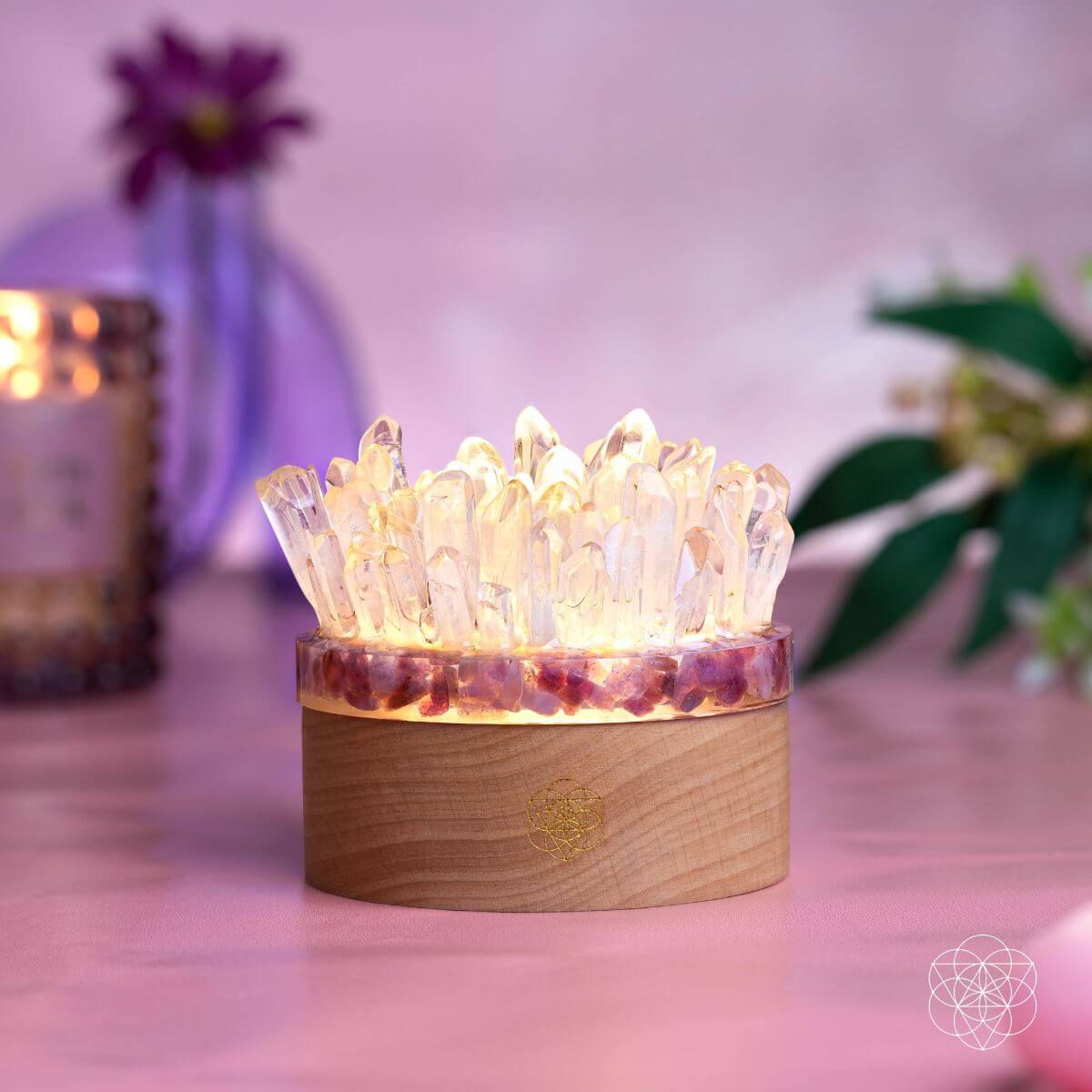 Find My Peace | Clear Quartz & Pink Tourmaline Crystal Lamp
