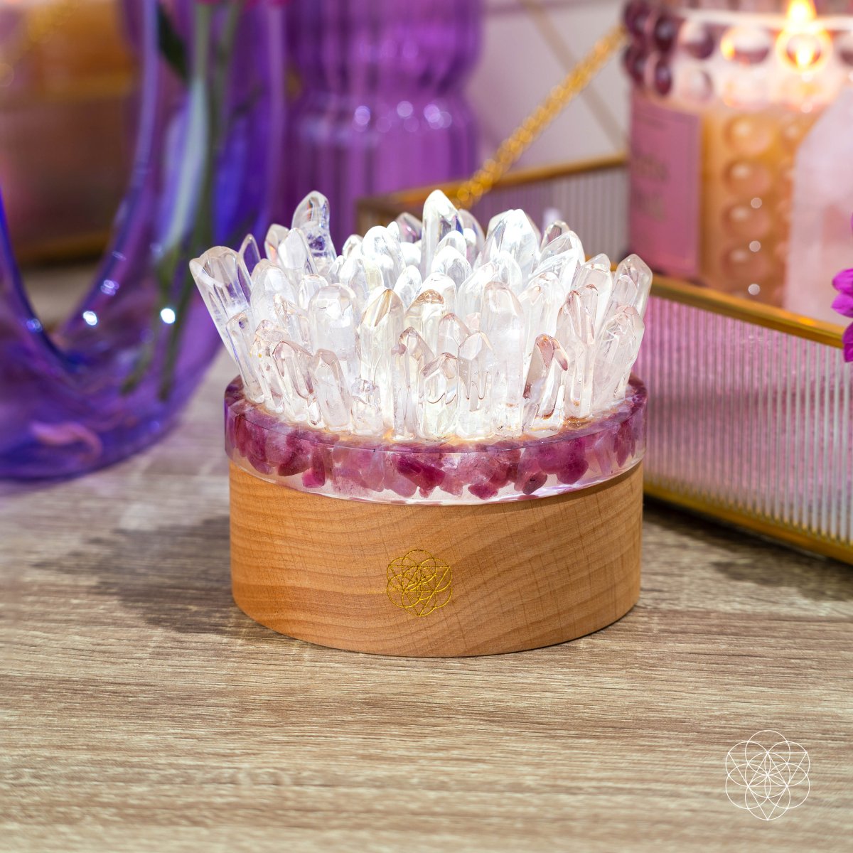 Find My Peace | Clear Quartz & Pink Tourmaline Crystal Lamp
