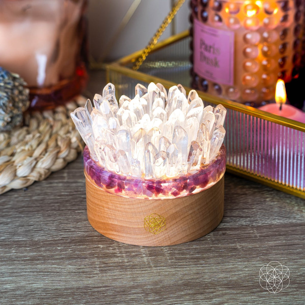 Find My Peace | Clear Quartz & Pink Tourmaline Crystal Lamp