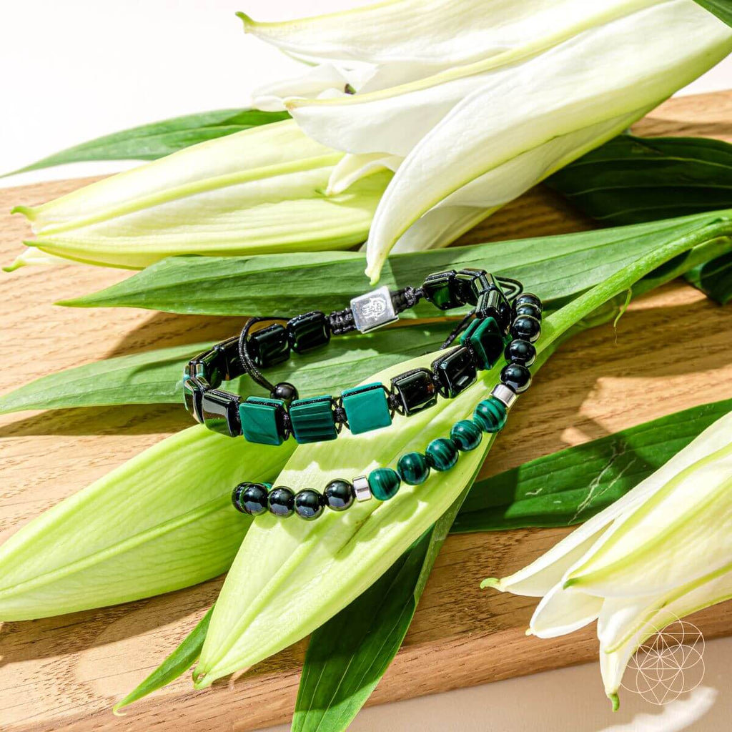 Fortress of Heart & Mind | Malachite & Black Onyx Bracelet Set