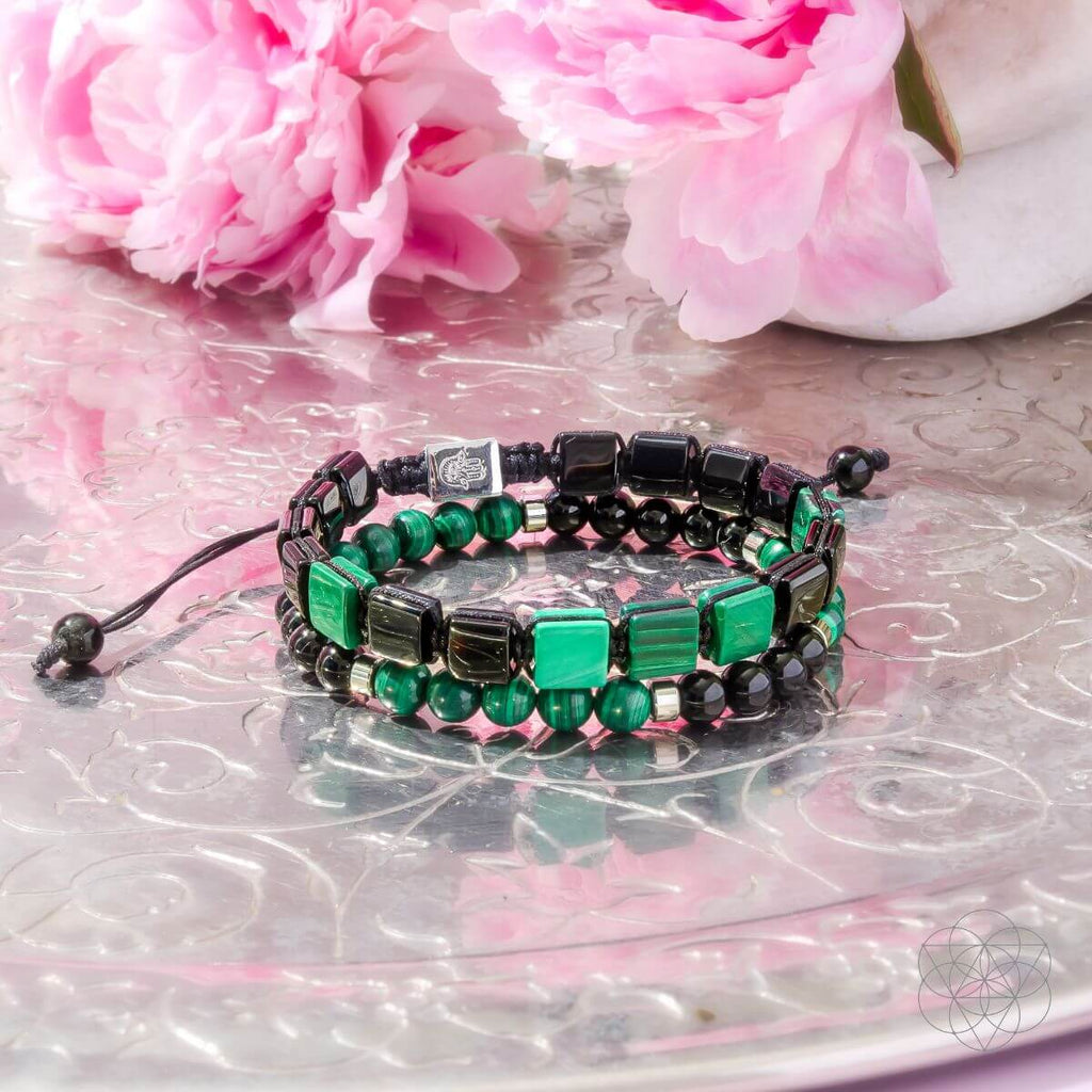 Fortress of Heart & Mind | Malachite & Black Onyx Bracelet Set