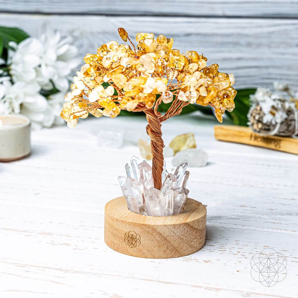 Golden Glow | Citrine & Clear Quartz Crystal Tree Lamp