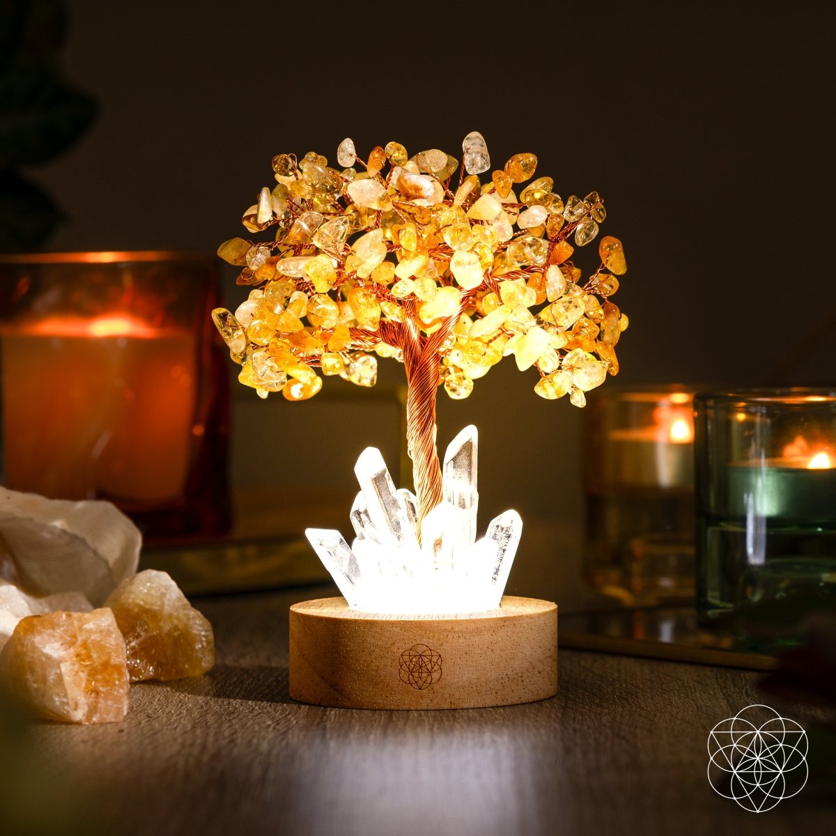 Golden Glow | Citrine & Clear Quartz Crystal Tree Lamp