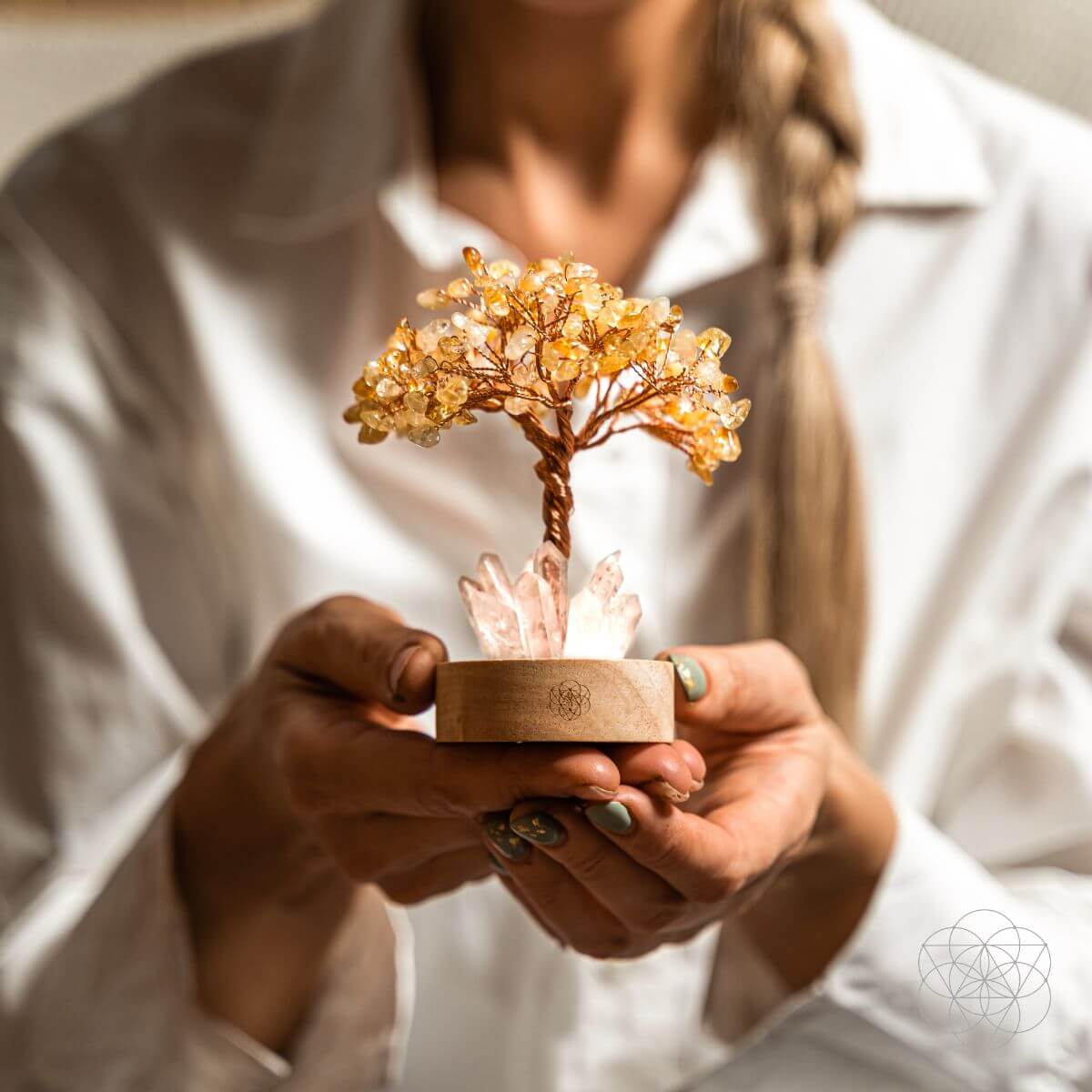 Golden Glow | Citrine & Clear Quartz Crystal Tree Lamp