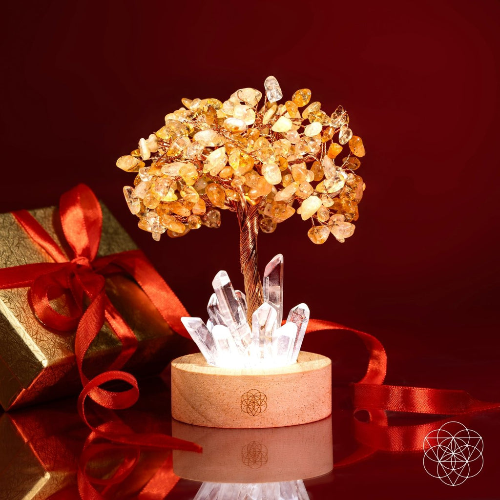 Golden Glow | Citrine & Clear Quartz Crystal Tree Lamp