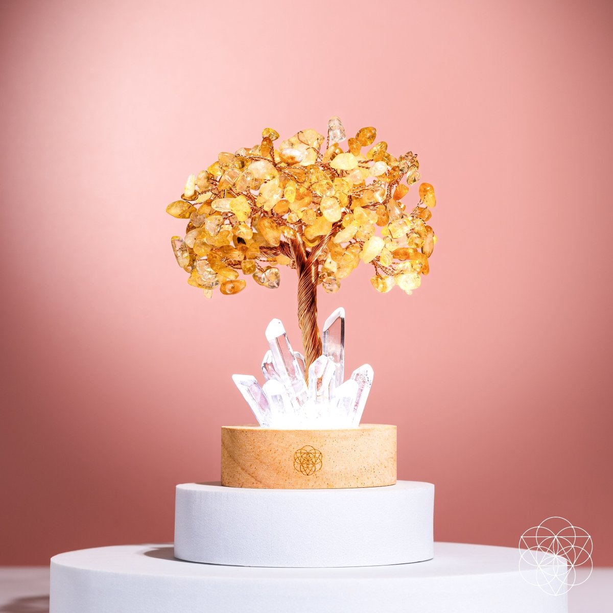 Golden Glow | Citrine & Clear Quartz Crystal Tree Lamp