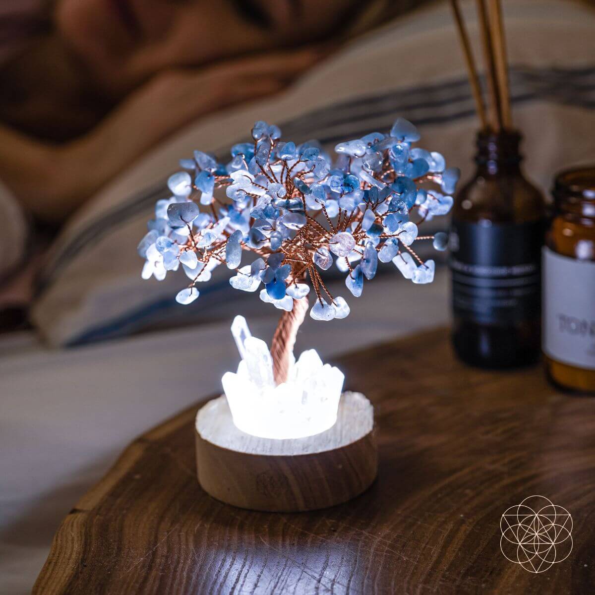 Guardian | Aquamarine & Clear Quartz Crystal Tree Lamp
