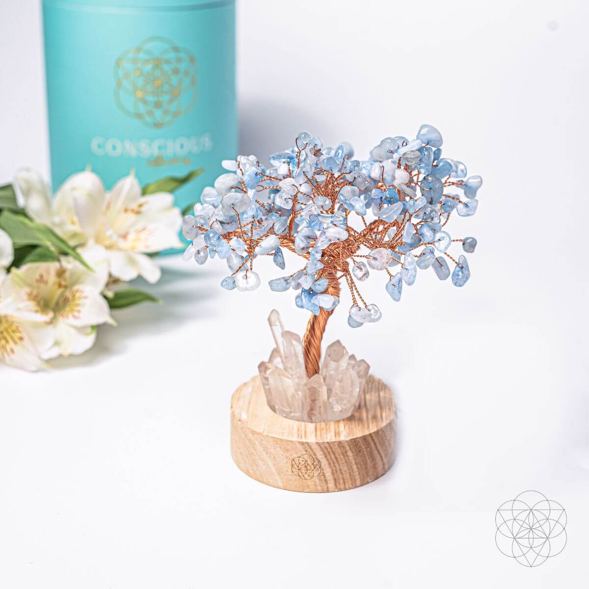 Guardian | Aquamarine & Clear Quartz Crystal Tree Lamp
