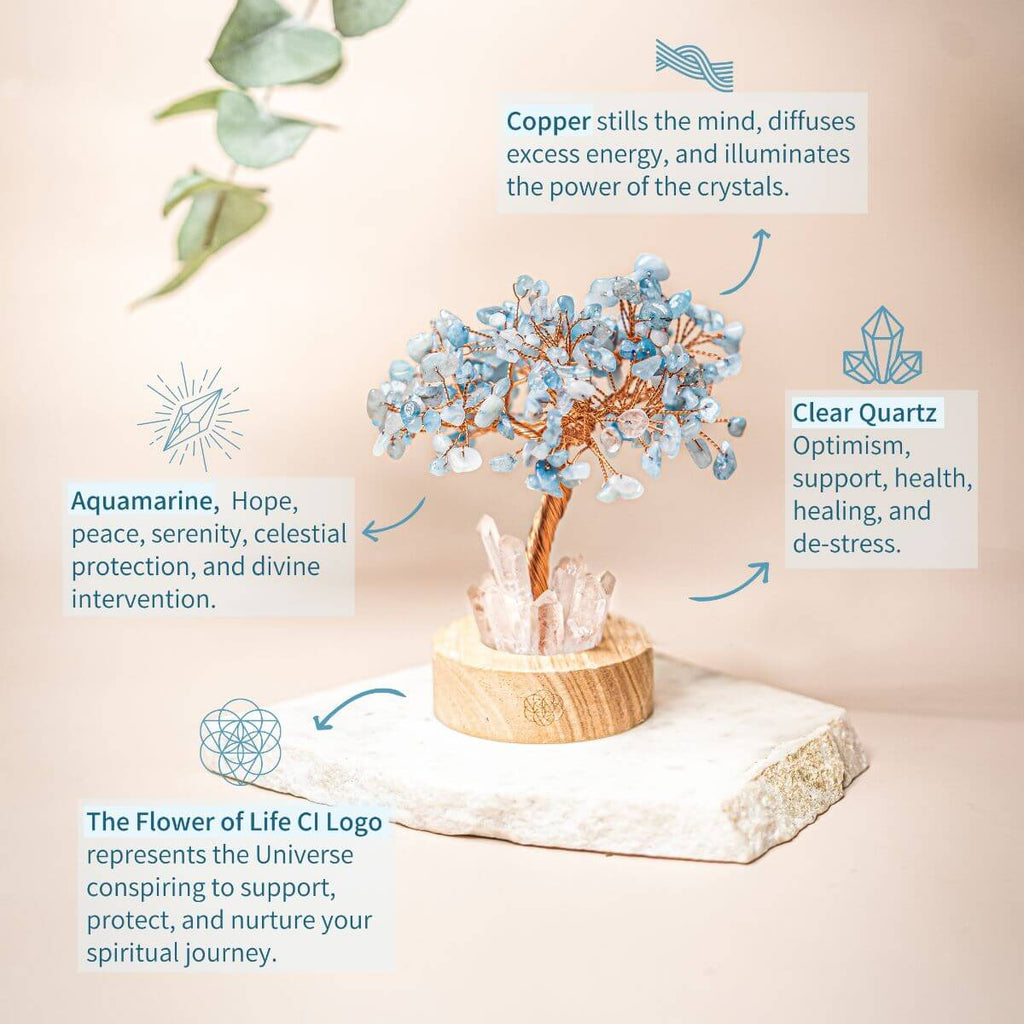 Guardian | Aquamarine & Clear Quartz Crystal Tree Lamp