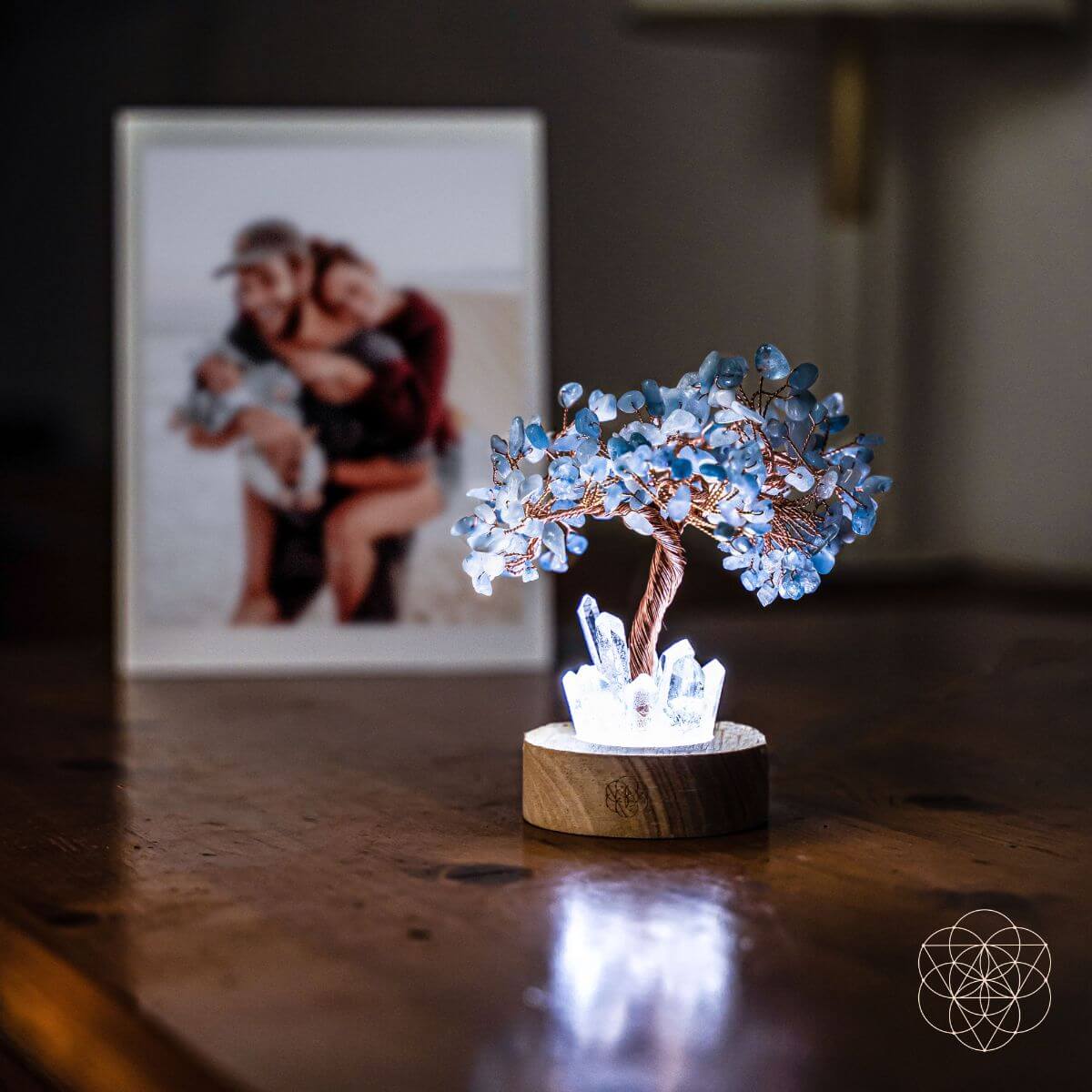 Guardian | Aquamarine & Clear Quartz Crystal Tree Lamp