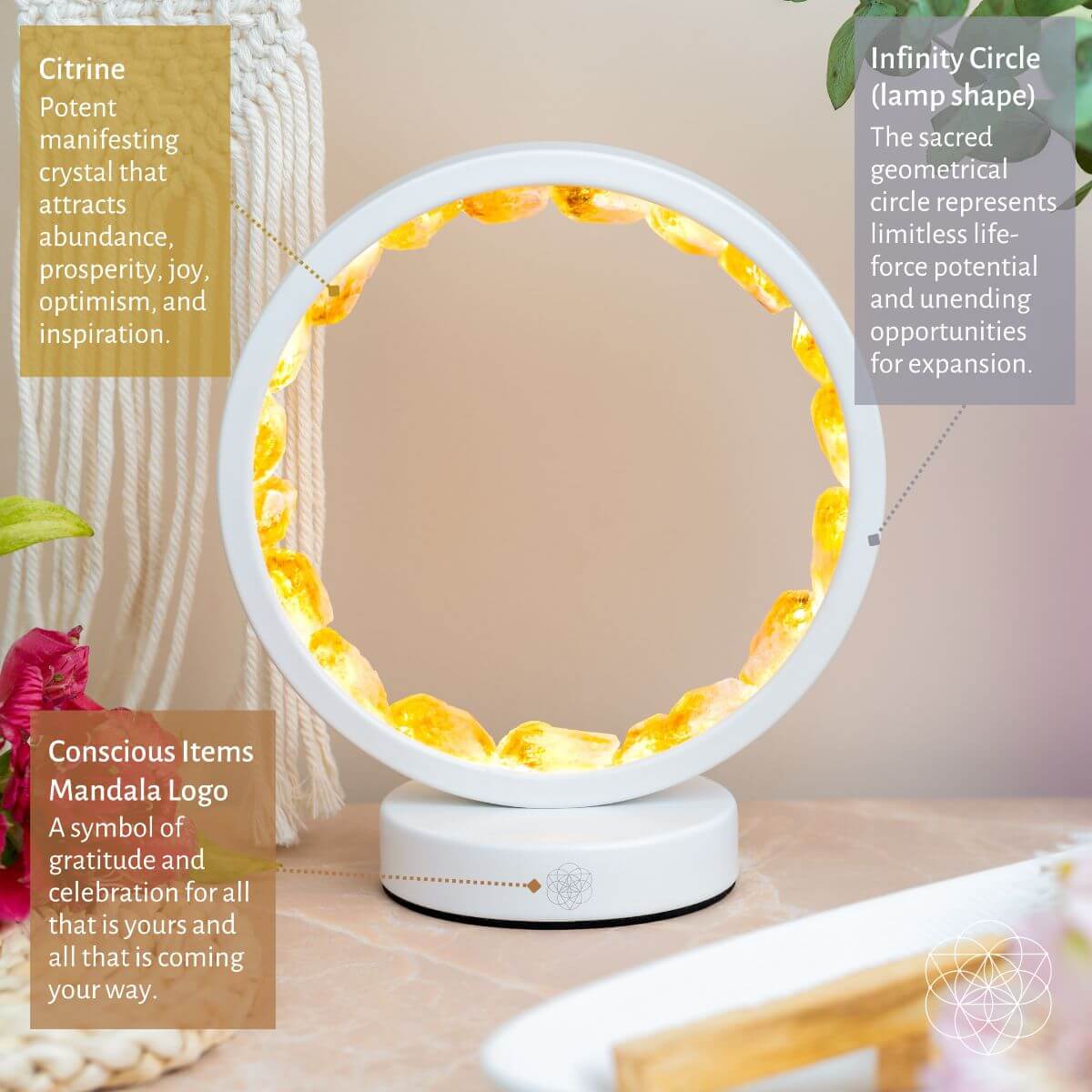 Infinite Abundance | Citrine Crystal Halo Lamp