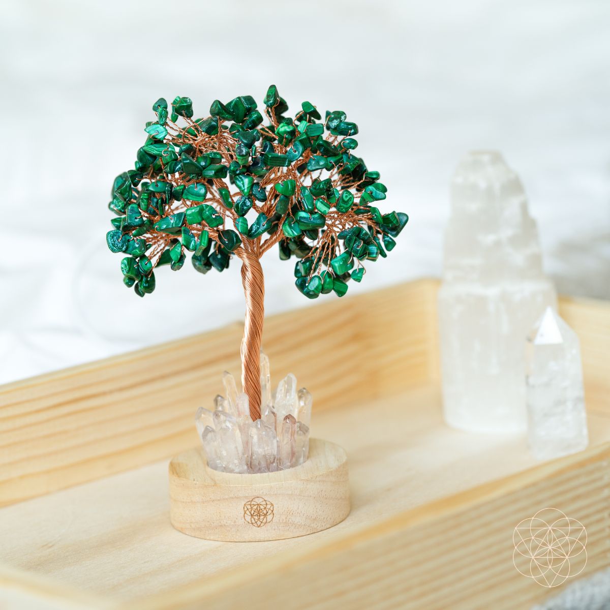 Unwind | Malachite & Clear Quartz Crystal Tree Lamp
