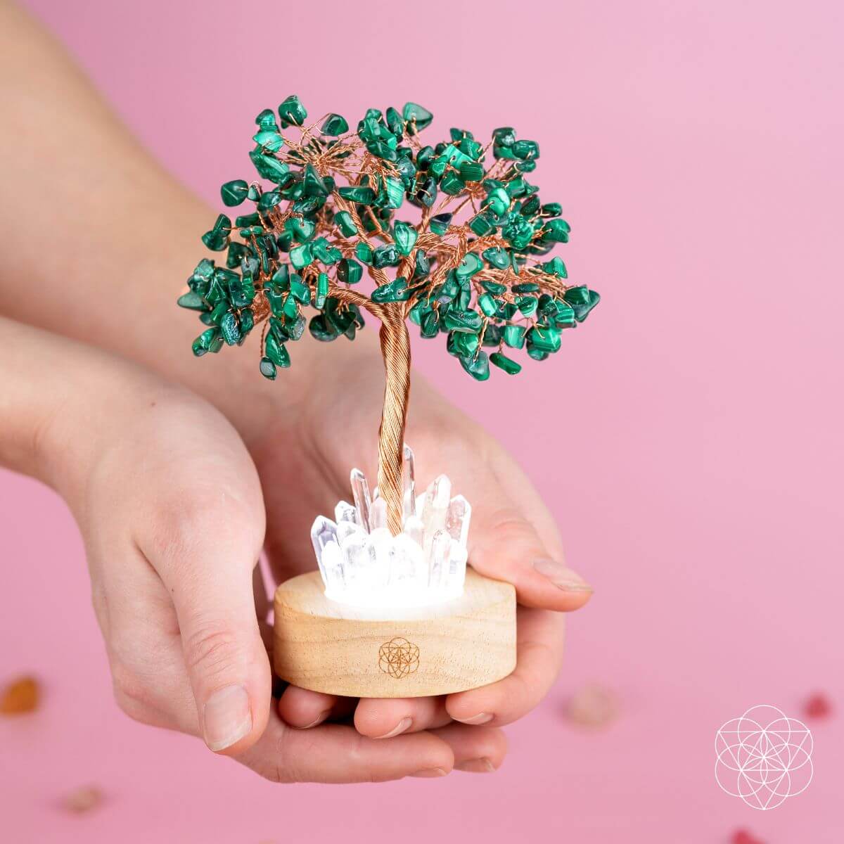 Unwind | Malachite & Clear Quartz Crystal Tree Lamp