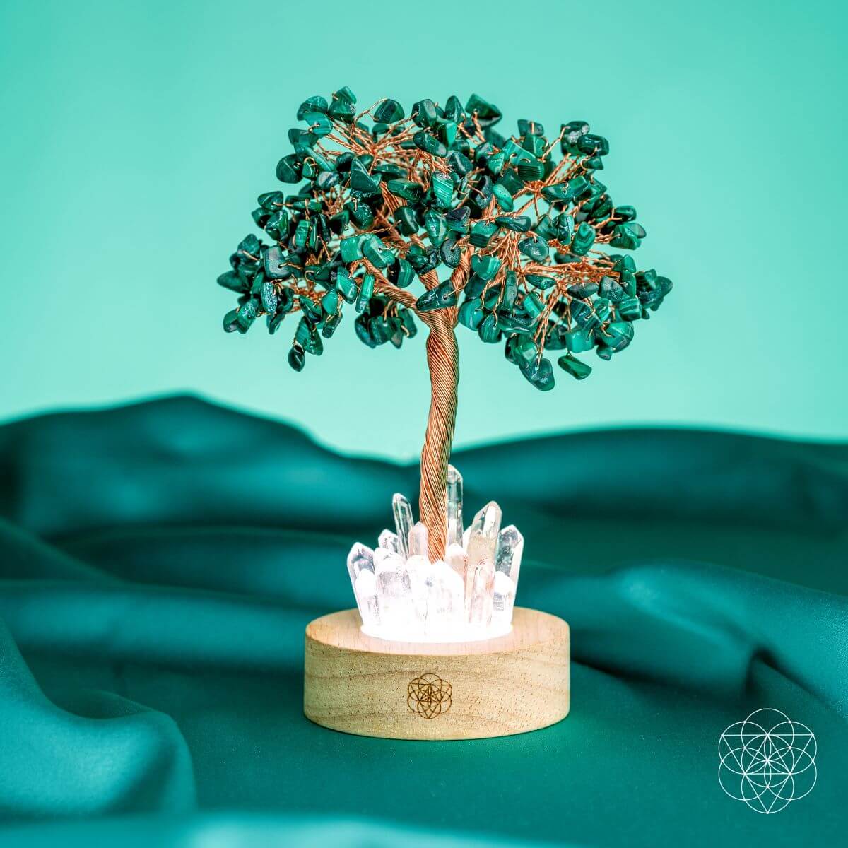 Unwind | Malachite & Clear Quartz Crystal Tree Lamp