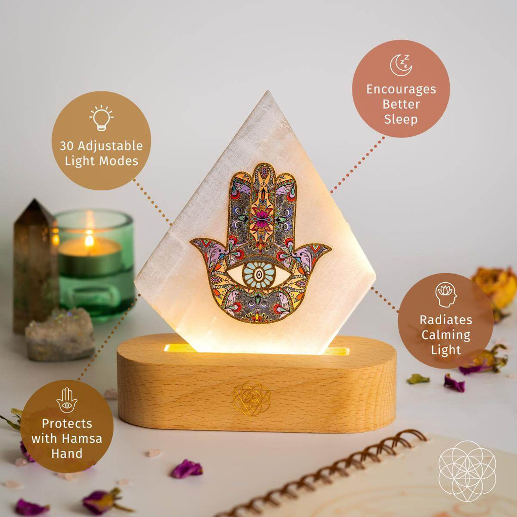 My Aura Spa | Selenite Hand-Design Mood Lamp