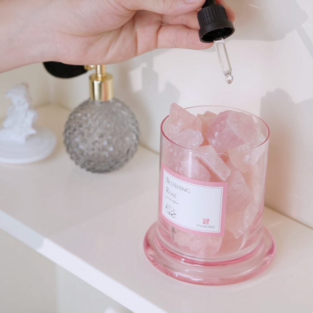 Blushing Rosé Gemstone Diffuser & Jam Rose Fragrance Oil