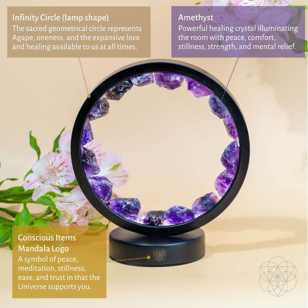 Amethyst & Rainbow Aura Quartz Halo Lamp Duo