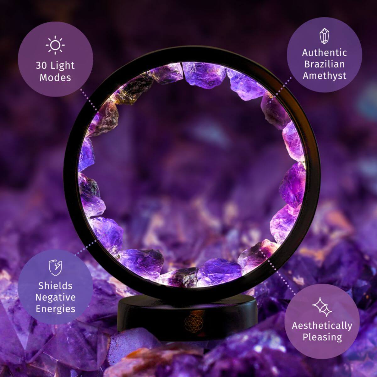 Amethyst & Rainbow Aura Quartz Halo Lamp Duo