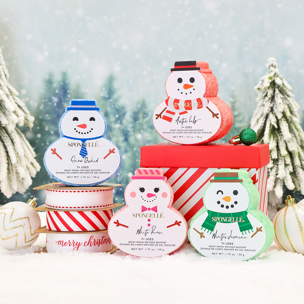 Holiday Snowman Body Wash Buffers | 4-Piece Set