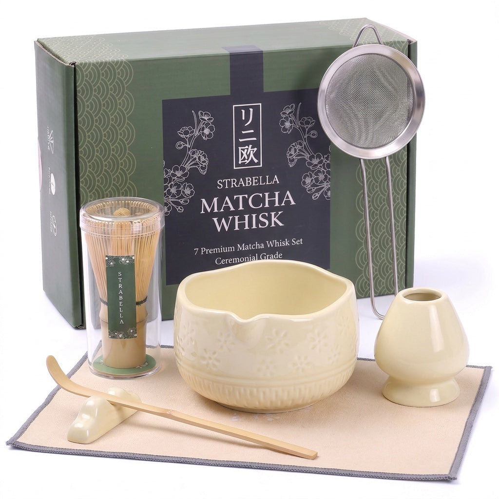 7-Piece Matcha Whisk & Ceramic Bowl Gift Set