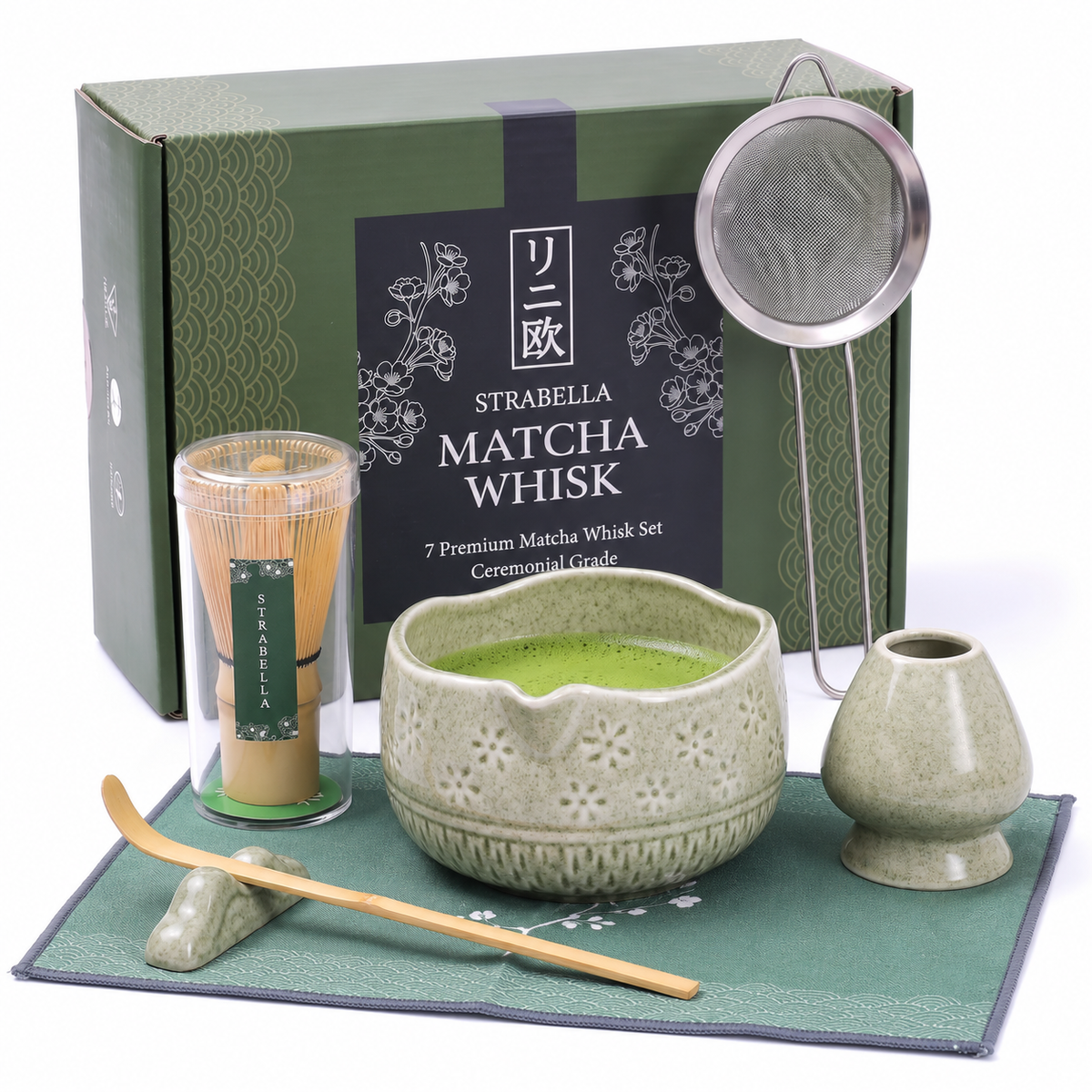 7-Piece Matcha Whisk & Ceramic Bowl Gift Set