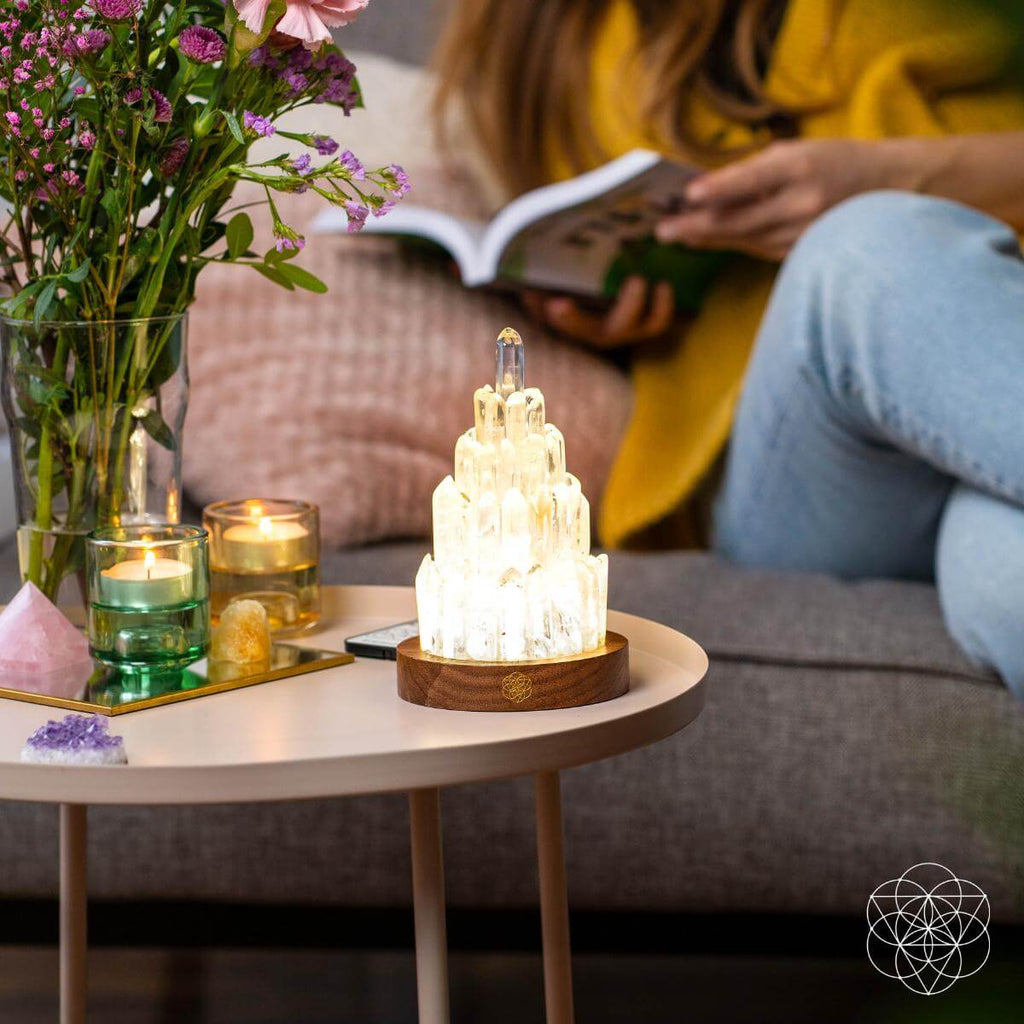 Clear Quartz Crystal Tower Lamp | 30 Light Modes