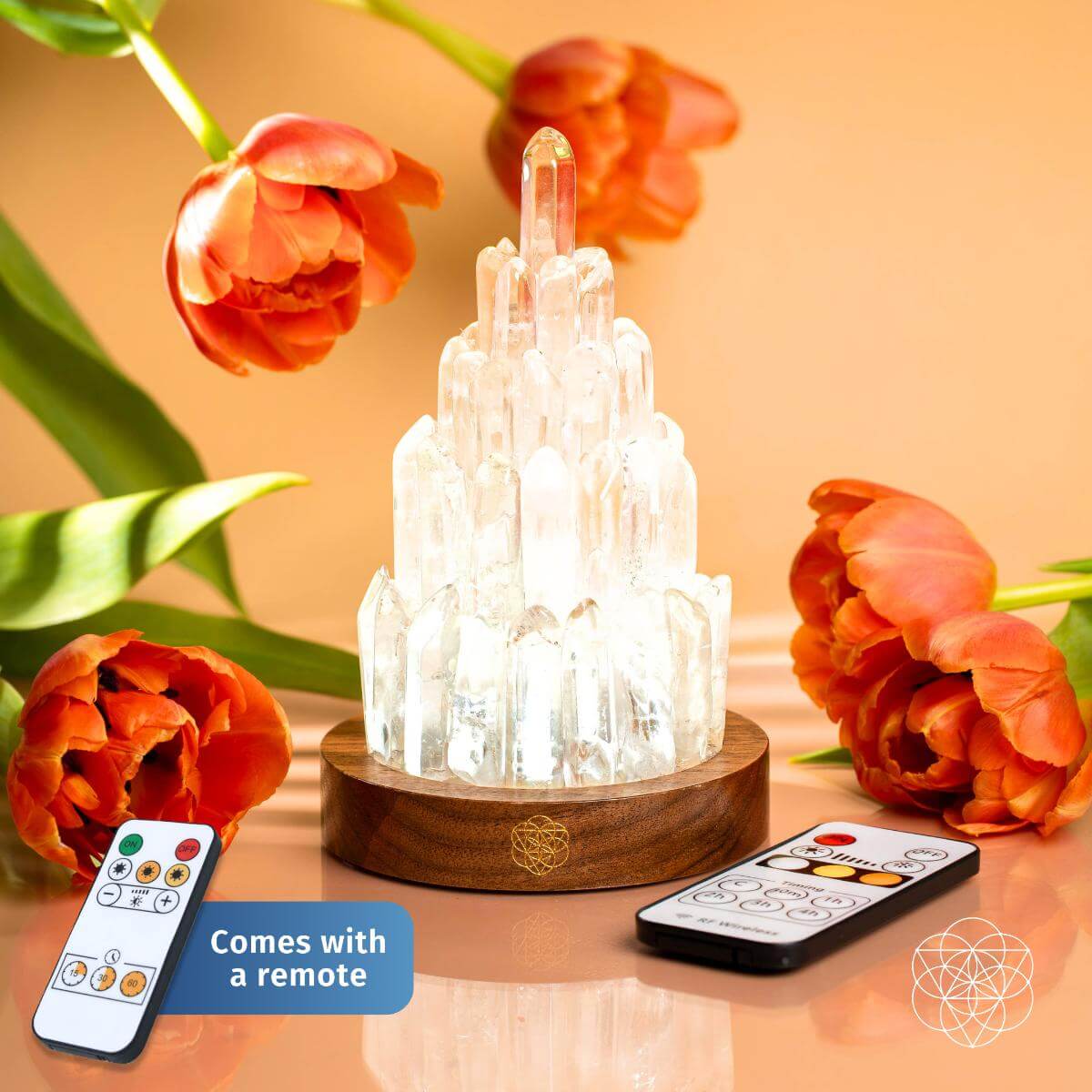 Clear Quartz Crystal Tower Lamp | 30 Light Modes