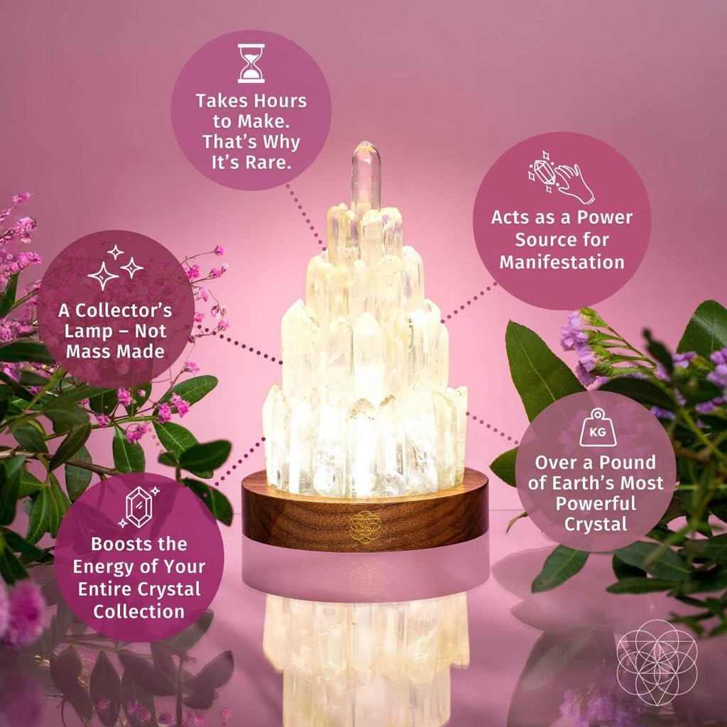 Clear Quartz Crystal Tower Lamp | 30 Light Modes