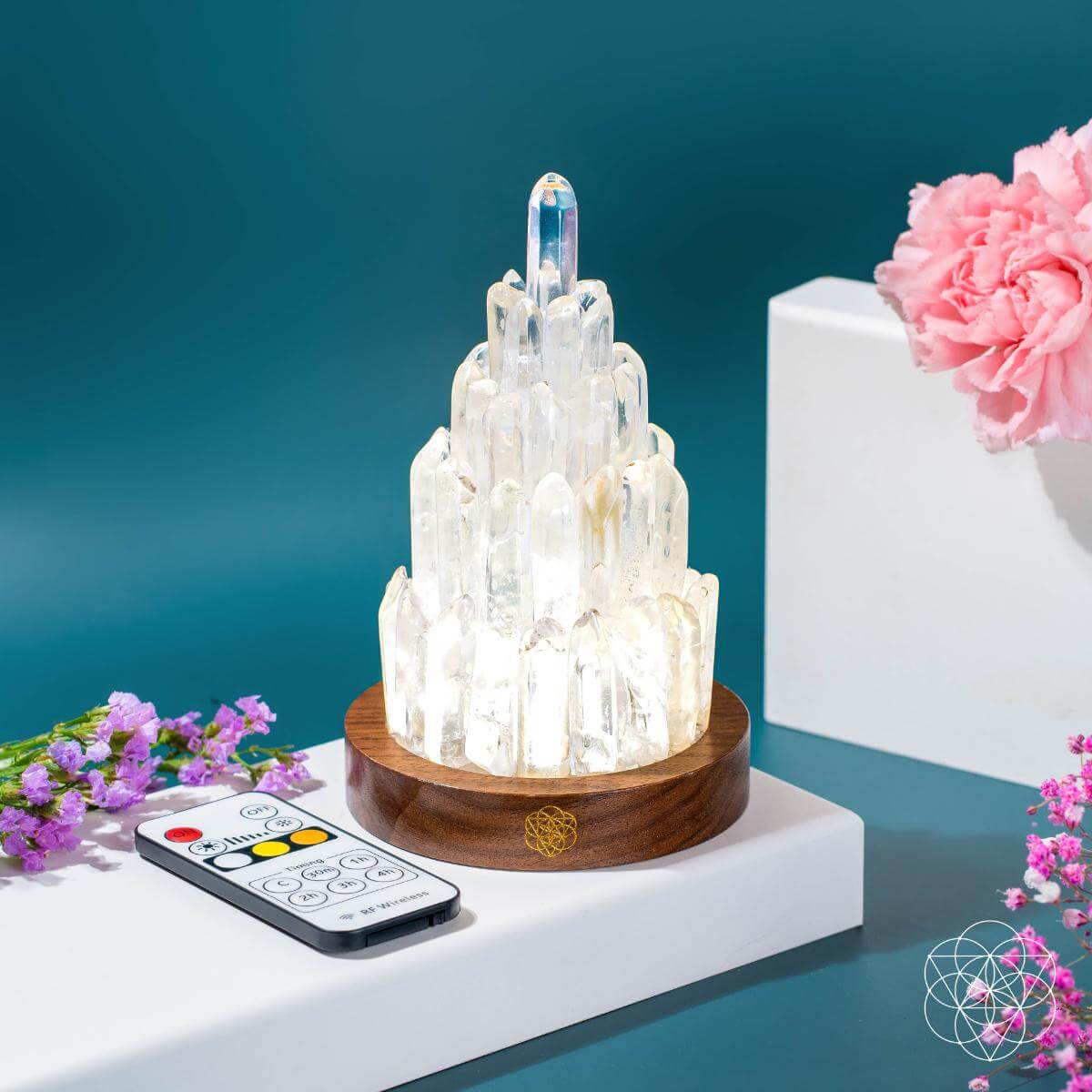 Clear Quartz Crystal Tower Lamp | 30 Light Modes
