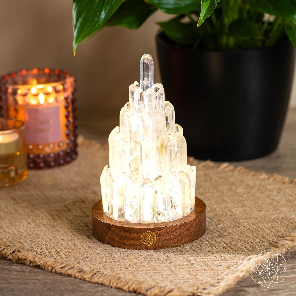 Clear Quartz Crystal Tower Lamp | 30 Light Modes