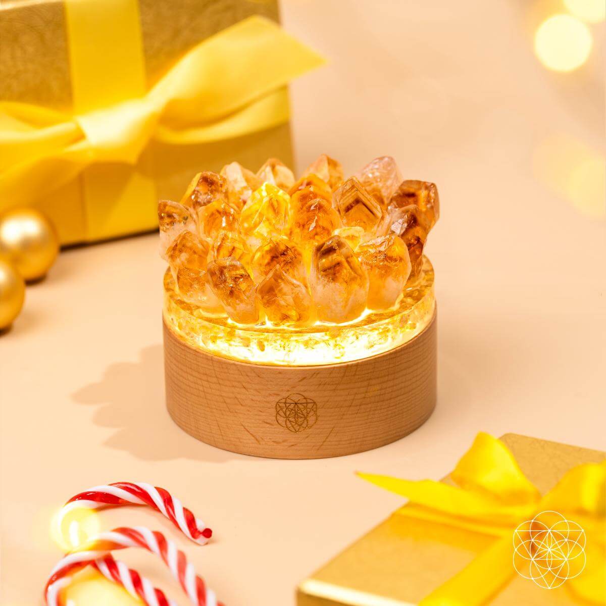 Midas Citrine Crystal Cluster Lamp | 30 Light Modes