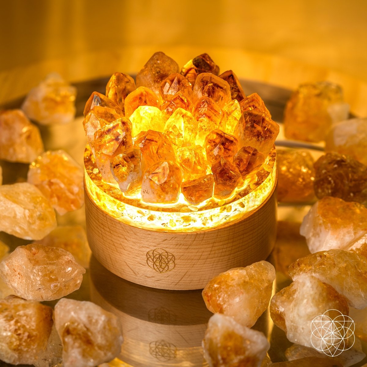 Midas Citrine Crystal Cluster Lamp | 30 Light Modes