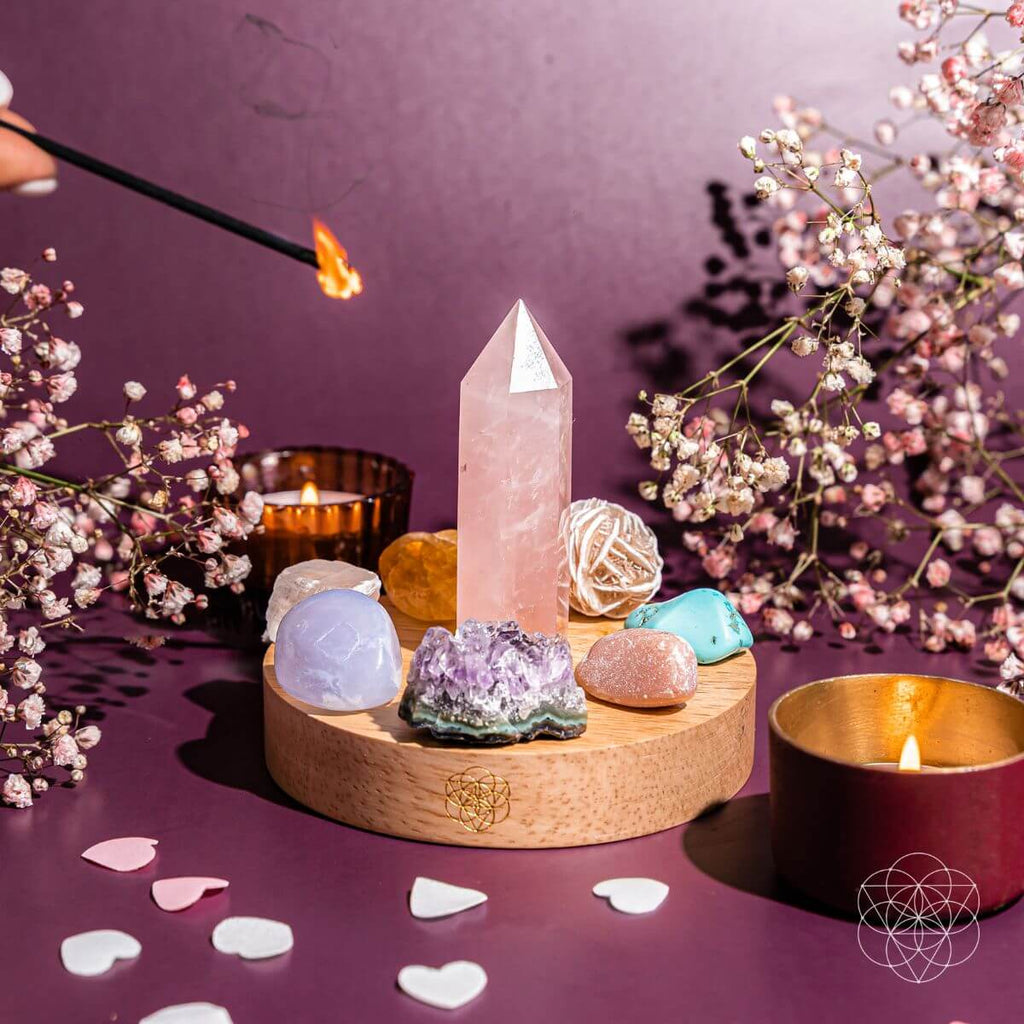 Crystal Garden Accent Lamp | Rose Quartz & Turquoise