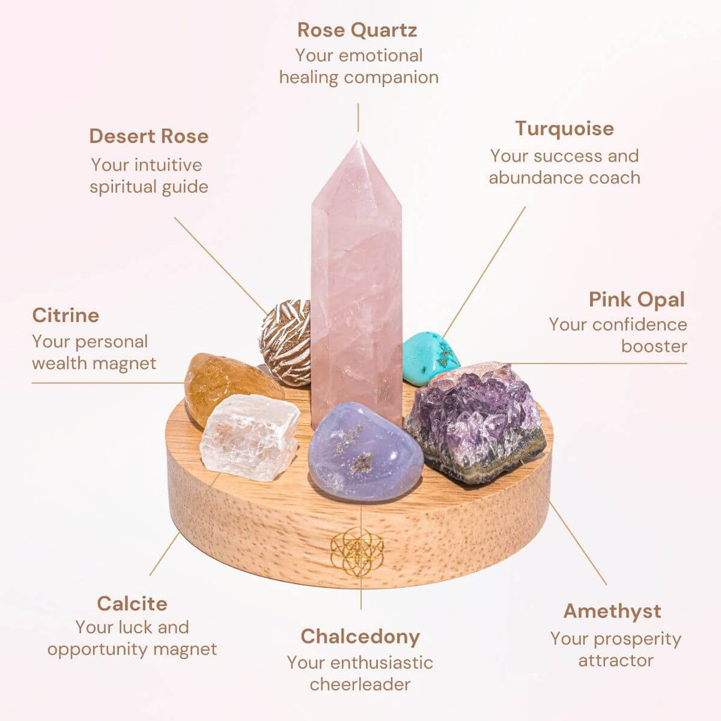 Crystal Garden Accent Lamp | Rose Quartz & Turquoise