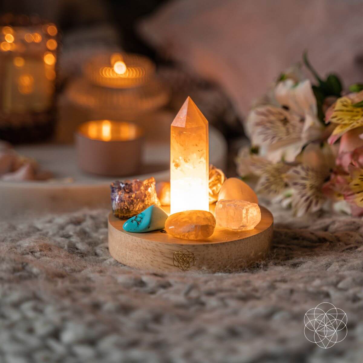 Crystal Garden Accent Lamp | Rose Quartz & Turquoise