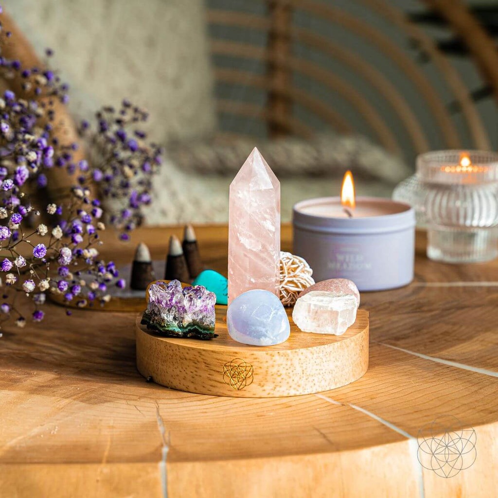 Crystal Garden Accent Lamp | Rose Quartz & Turquoise